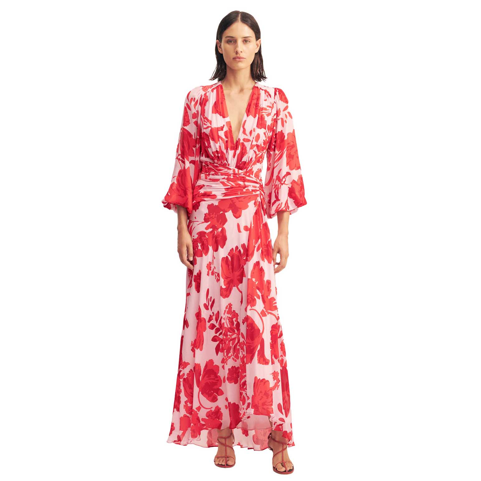 Shona Joy Aleyna Long Sleeve Ruched Maxi Dress